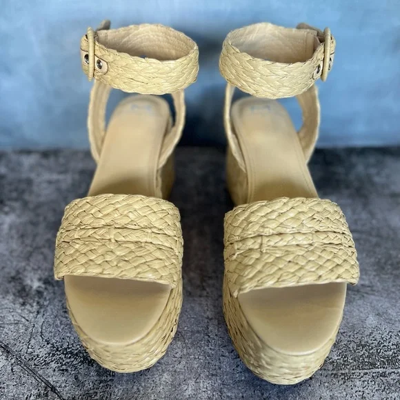 Espadrilles wedges natural tan sandals vacation shoes boho - Picture 10 of 13